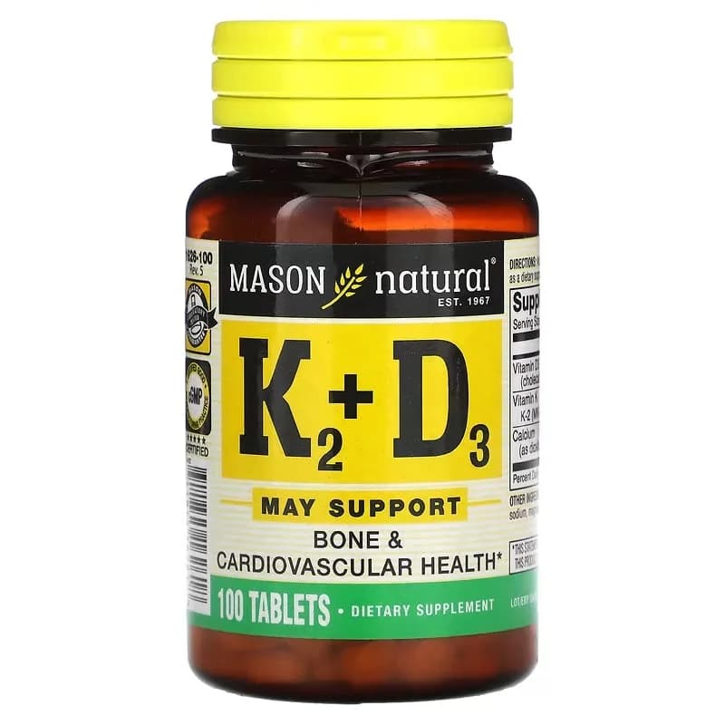 Vitamin K2 and D3 supplement for promoting calcium absorption Support for bone health-100 tablets