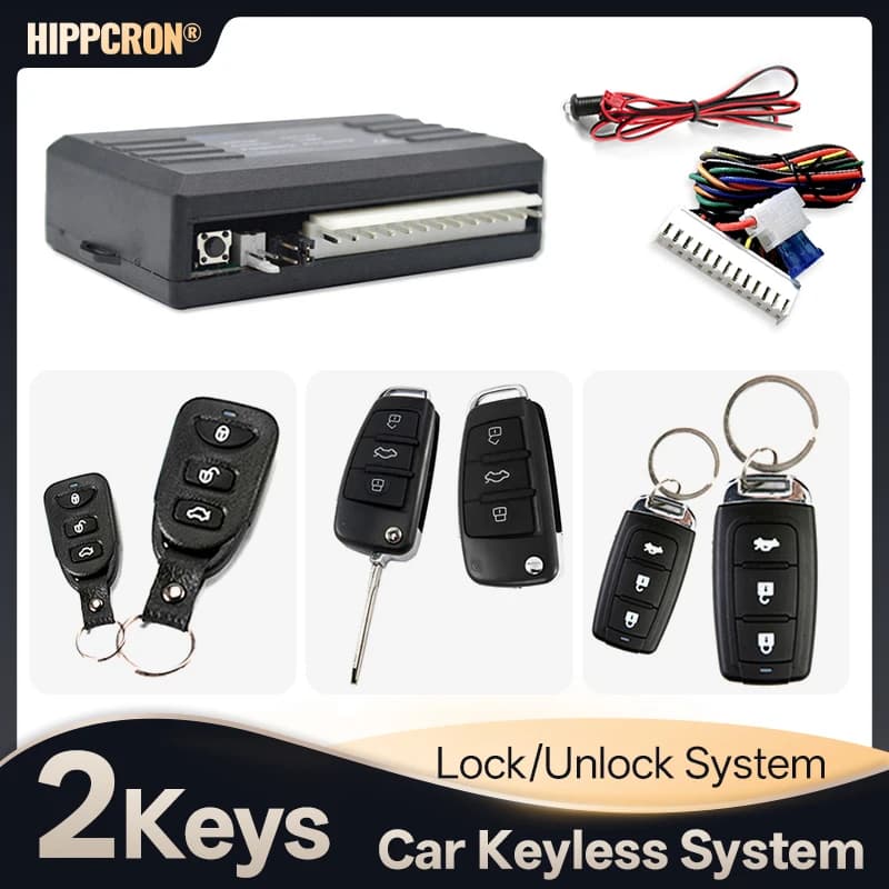 Kit Sistema Centrale per Auto Hippcron con Pulsante e Telecomando, Kit Chiusura Centralizzata Veicolo, Sistema di Accesso Senza Chiave