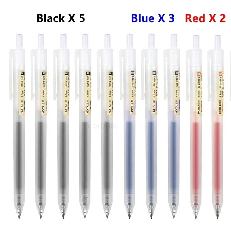 Set di penne Gel retrattili da 6/10 pezzi nero/rosso/blu inchiostro a sfera 0.5mm Texture opaca Fine Point Writing materiale scolastico cancelleria