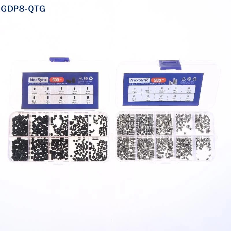 NEW Set of 500 Screws in Brugola Stainless Steel Plates 304 Black M2.5 M3 M4 DIN913 with Hexagonal Head and Stick in Box