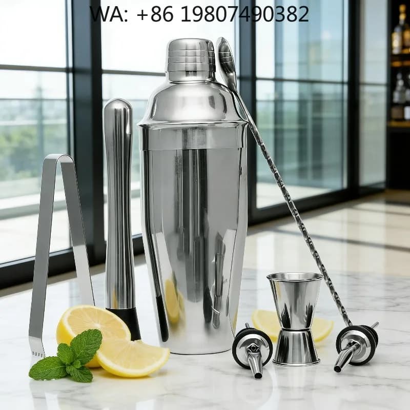 7Pcs Compact Stainless Steel Cocktail Shaker Mixology Kit 750ml Martini Shaker Complete Bar Tools For Mini House Bar Party Hobby