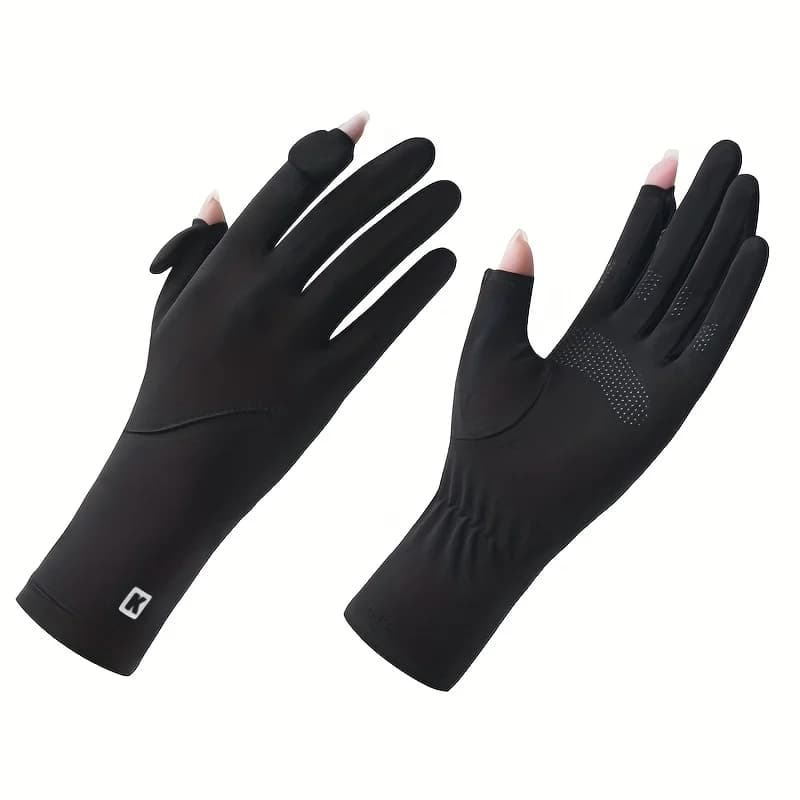 Guanti protettivi solari da donna, in seta ghiacciata, protezione UV estiva, design sottile per esterni, ciclismo, guida, antiscivolo, protezione per le palme da donna
