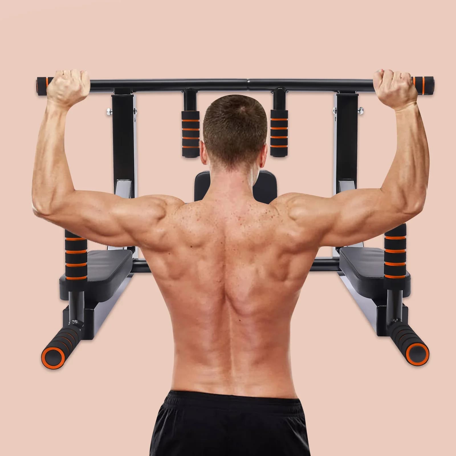 Multi-handle wall traction bar, dip station, fitness equipment for home gym