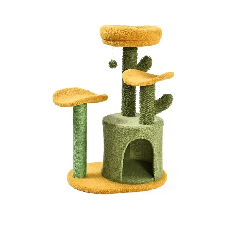 for Pet Kitten Cactus Play House Furniture Multi-Level Green Cactus Cat Tree