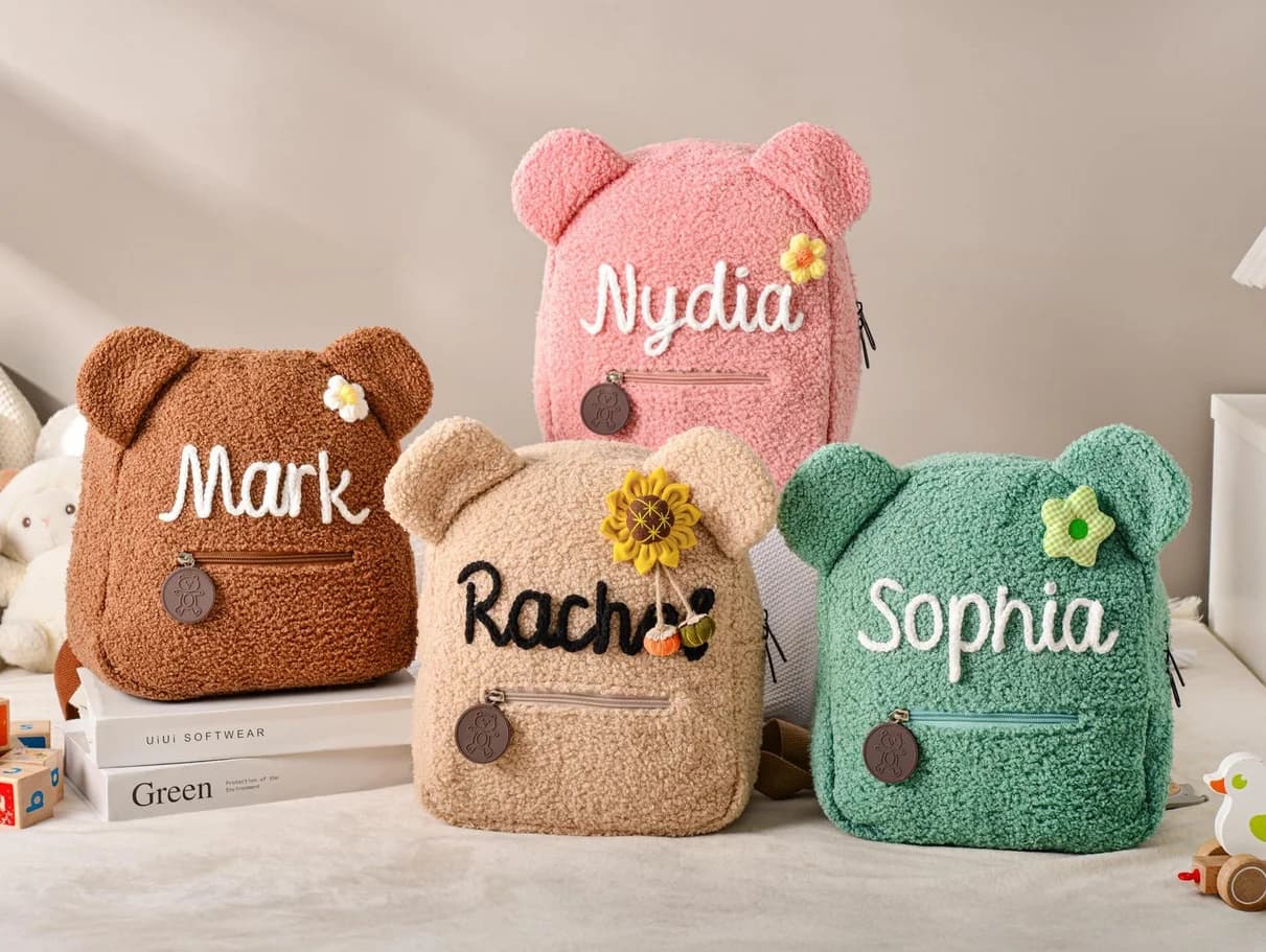Zaino personalizzato per bambini con orsacchiotto, zaino personalizzato con orsacchiotto soffice, regali per il primo giorno della scuola, zaino per bambini, regalo per bambini