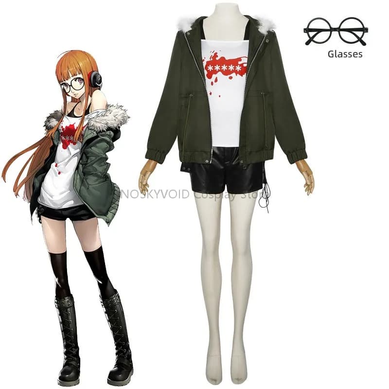 P5 Futaba Sakura Costume Cosplay e occhiali Accessori Persona 5 NAVI Anime e personaggi del gioco Costumi Carnevale di Halloween