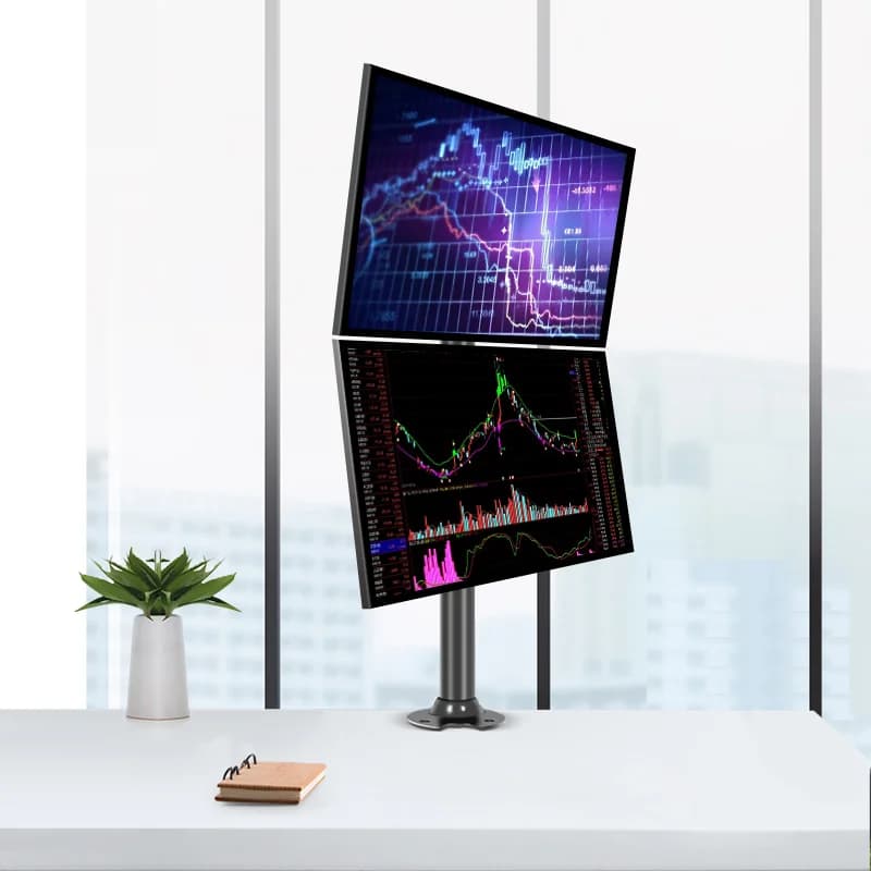 Vertical Dual Monitor Stand Stacked Monitor Mount for 2 Monitors Up to 32 inches Computer Monitor Arm Swivel Tilt Height XCU58