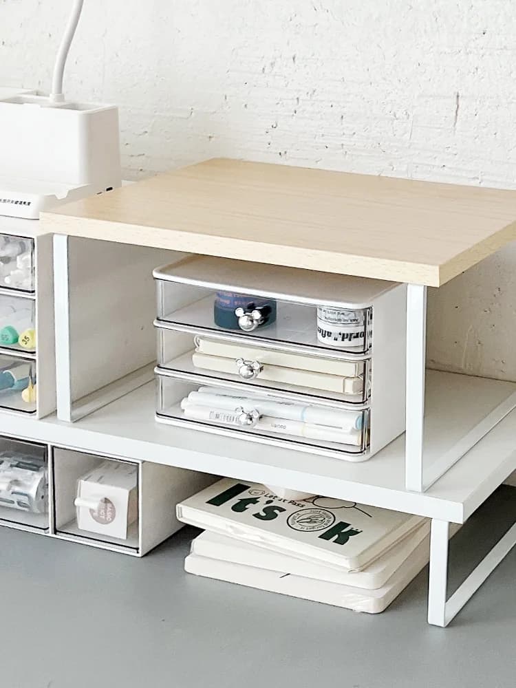 Supporto per Monitor da Scrivania, Rialzo per Monitor, Supporto Ergonomico, Base Elevatrice, Rialzo Regolabile per Notebook da Ufficio, Realizzato in Legno, per Camera da Letto