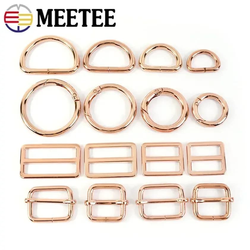 5 pezzi fibbie per borse in oro rosa metallo O D anello clip chiusura Tri Glide cursore gancio zaino cinghia da cintura hardware fai da te accessori per cucire