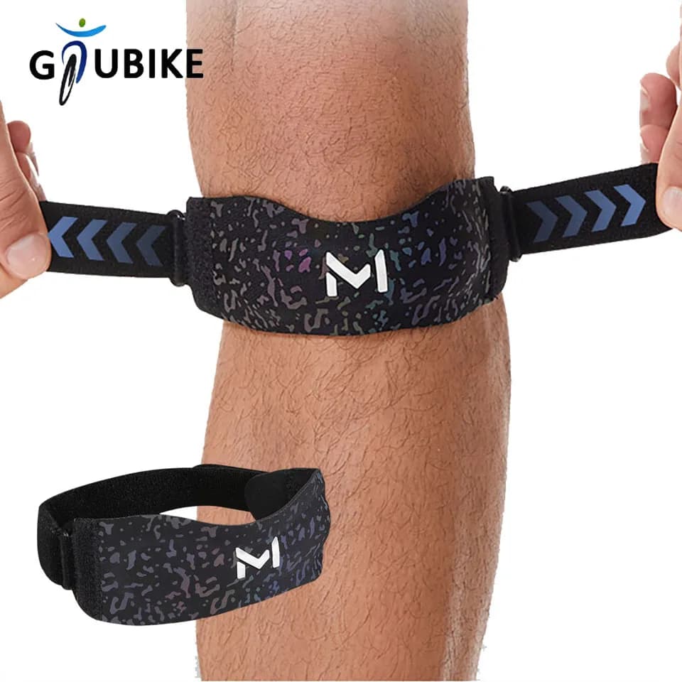 GTUBIKE 1 Pezzo Ginocchiera Regolabile con Fascia di Supporto per Tendine Rotulee, Protezione Pressurizzata per Badminton e Corsa