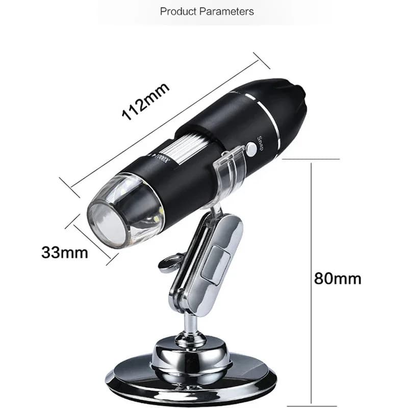 Microscopio Digitale USB Mini con Sorgente Luminosa LED, Ingrandimento 1600x, Microscopio Ottico Monoculare Stereo Video Certificato ROHS