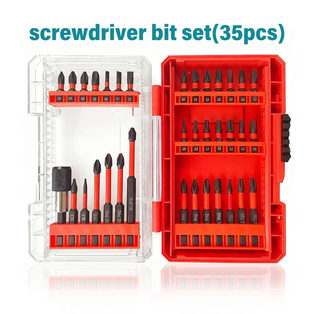 Set di 35 Punte Magnetiche per Cacciavite in Acciaio S2, Chiavi a Bussola per Avvitatore a Impatto, Punte Antiscivolo ad Alta Durezza con Custodia Portatile