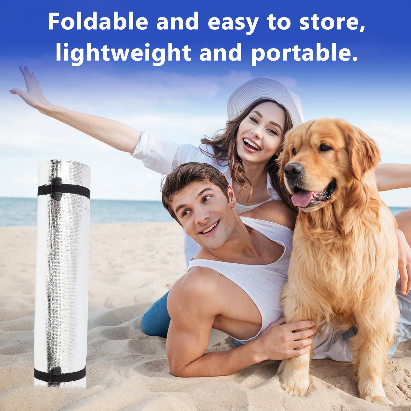 Aluminium and EVA Yoga Mat, Waterproof, Lightweight and Foldable, for Picnic, Camping, Travel, Beach and Hiking