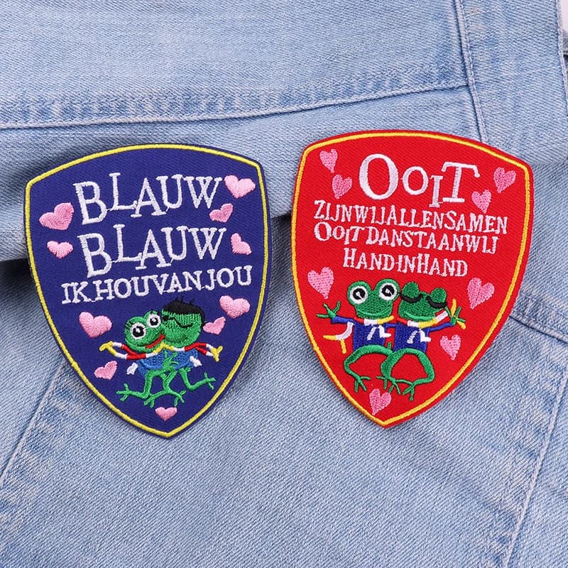 New Netherland Carnival Frog Embroidery Patch Netherland Oeteldonk Emblem Patch DIY Iron On Patches For Clothing Decoration