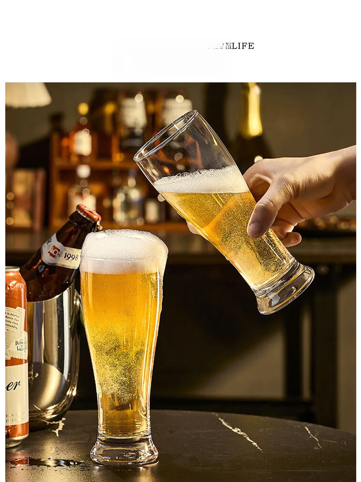 Bicchiere da Birra Grande Tlife, Stile Nordico, per Uso Domestico, Bicchiere per Succhi, Boccale da Birra, Materiale in Vetro Ordinario Quiet Realm