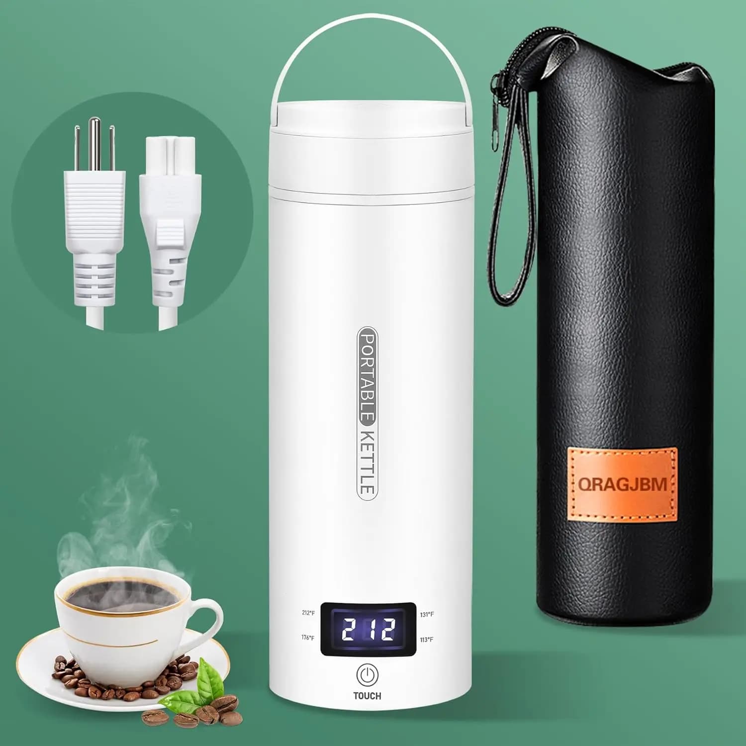 Bollitore Elettrico Portatile 450ml, 4 Controlli di Temperatura, Acciaio Inossidabile 304, Spegnimento Automatico, Senza BPA per Viaggi e Ufficio