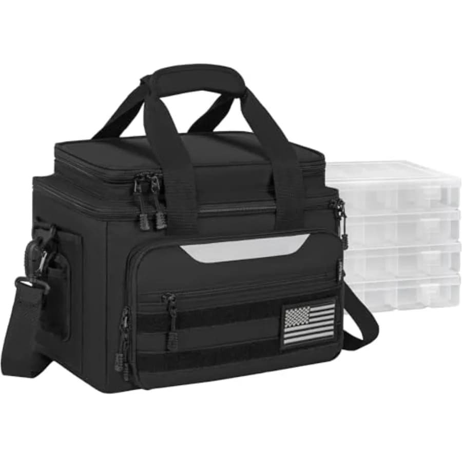 Bags for Fishing Equipment with 4 Boxes Esche 3600 - Water Resistant Fishing Bags, Compatible with Salt and Sweet Water, with Shoulder Strap
