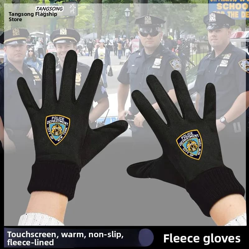 Nypd tactical gloves, hot cycling gloves with touchscreen, police officers gloves lined with fleece, winter fashion accessories for boys