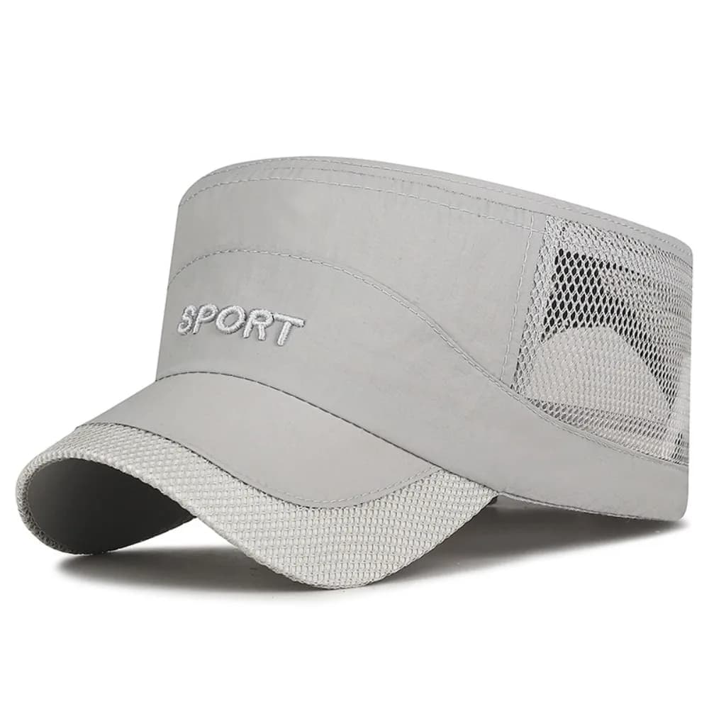 Adjustable sun cap with flat visor, sun protection, casual, mesh, fast drying breathable polyester, for fishing