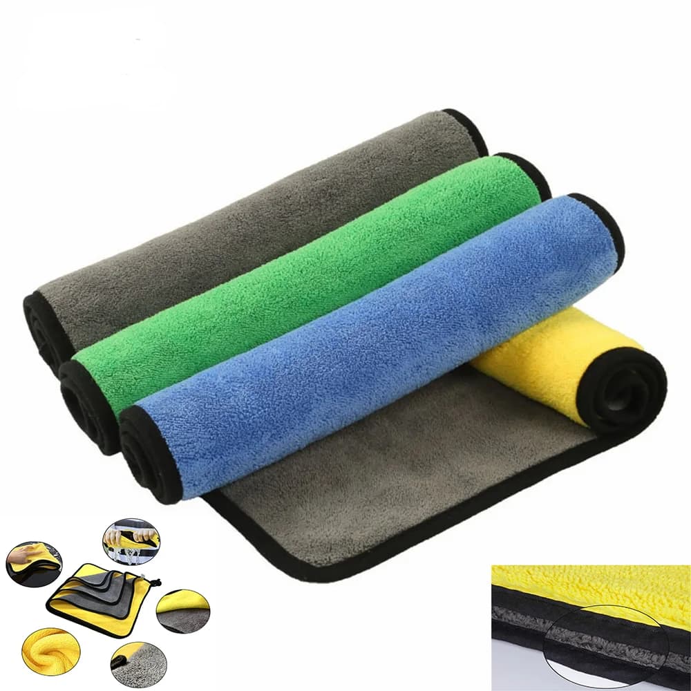 Asciugamano in microfibra Super assorbente per lavaggio auto, pulizia, asciugatura, dimensioni multiple, colori, auto, moto, cura della casa, dettagli