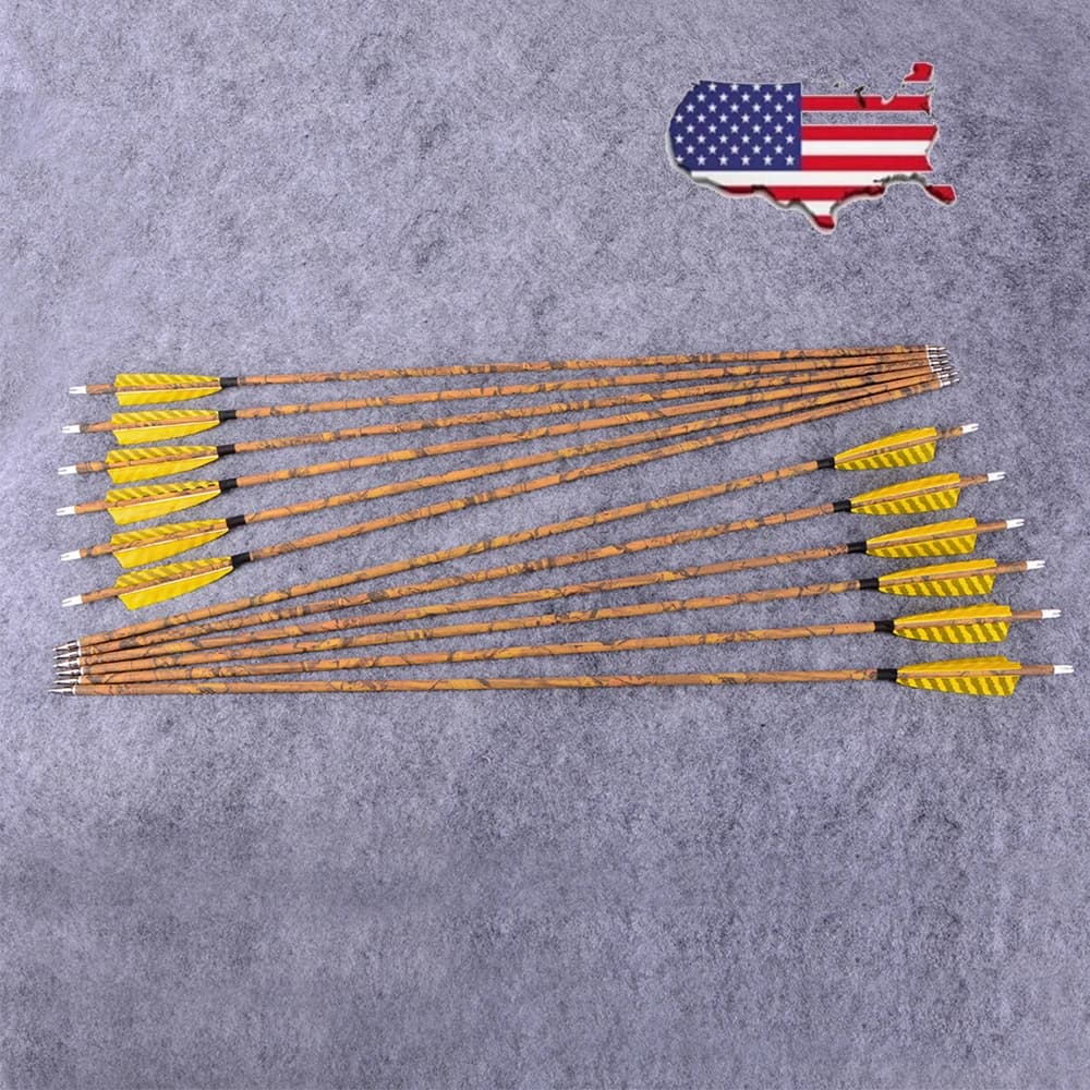 6/12 Pezzi Frecce per Tiro con l'Arco in Carbonio Misto, Spine 500, Colore Mimetico, Asta ID6.2mm, Punte da 100 Grani per Caccia e Tiro al Bersaglio