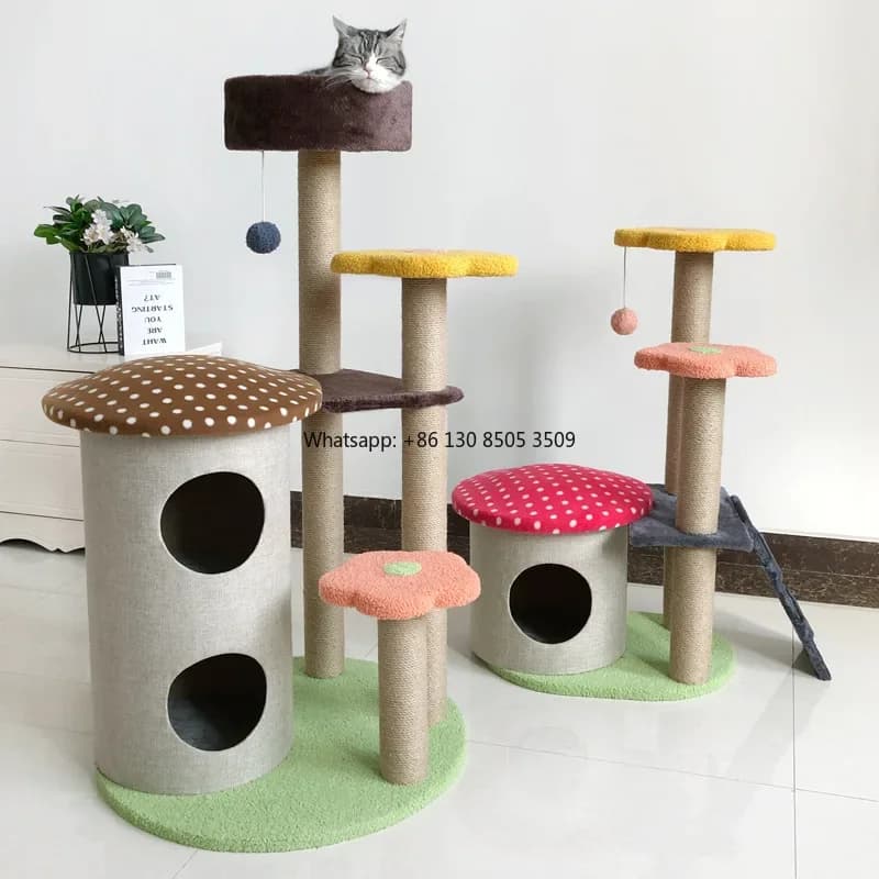 Manufacturer Wholesale Cute Design Cashmere Cat Tree with House