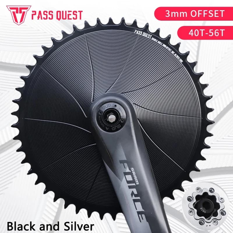 PASS QUEST AERO Ruota per catena per bicicletta -Catena larga stretta a 8 borchie, Design offset da 3 mm Montaggio diretto 40-56T Incatenatura di parti di biciclette