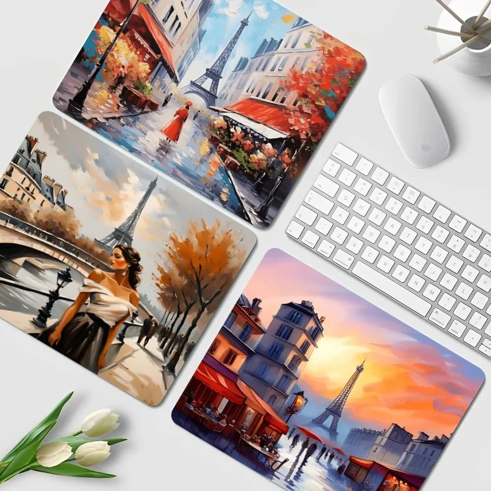 Parigi Cultural Street Scenery tappetino per Computer da ufficio piccolo tappetino da scrivania tastiera da tavolo tappetino per Mouse grande cuscino per Laptop antiscivolo