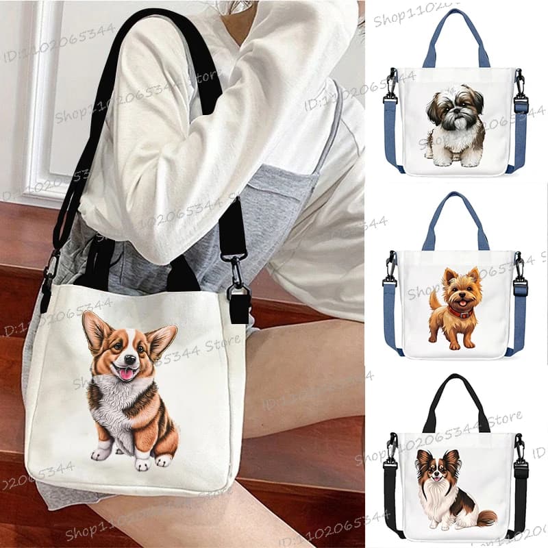 Cartoon Anime Dog Series Borse a tracolla casual Uomo Donna Divertente Shiba Inu Corgi Barboncino Beagle Amante degli animali Borse a tracolla per adolescenti