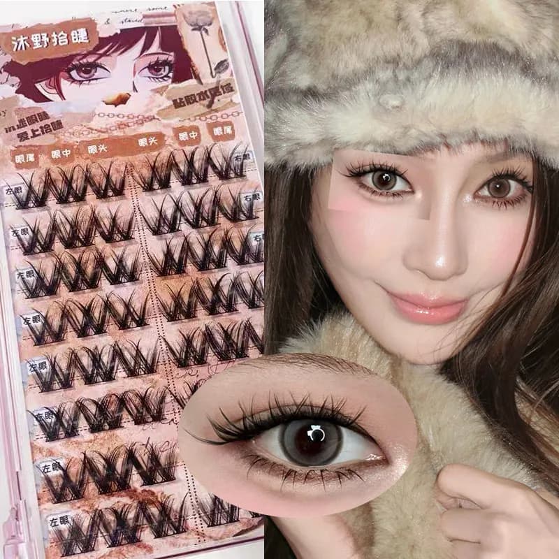 Anime W-Shaped Thick Single Cluster False Eyelashes Manga Style Lashes Segmented Eyelash Extensions Beauty Makeup Tool