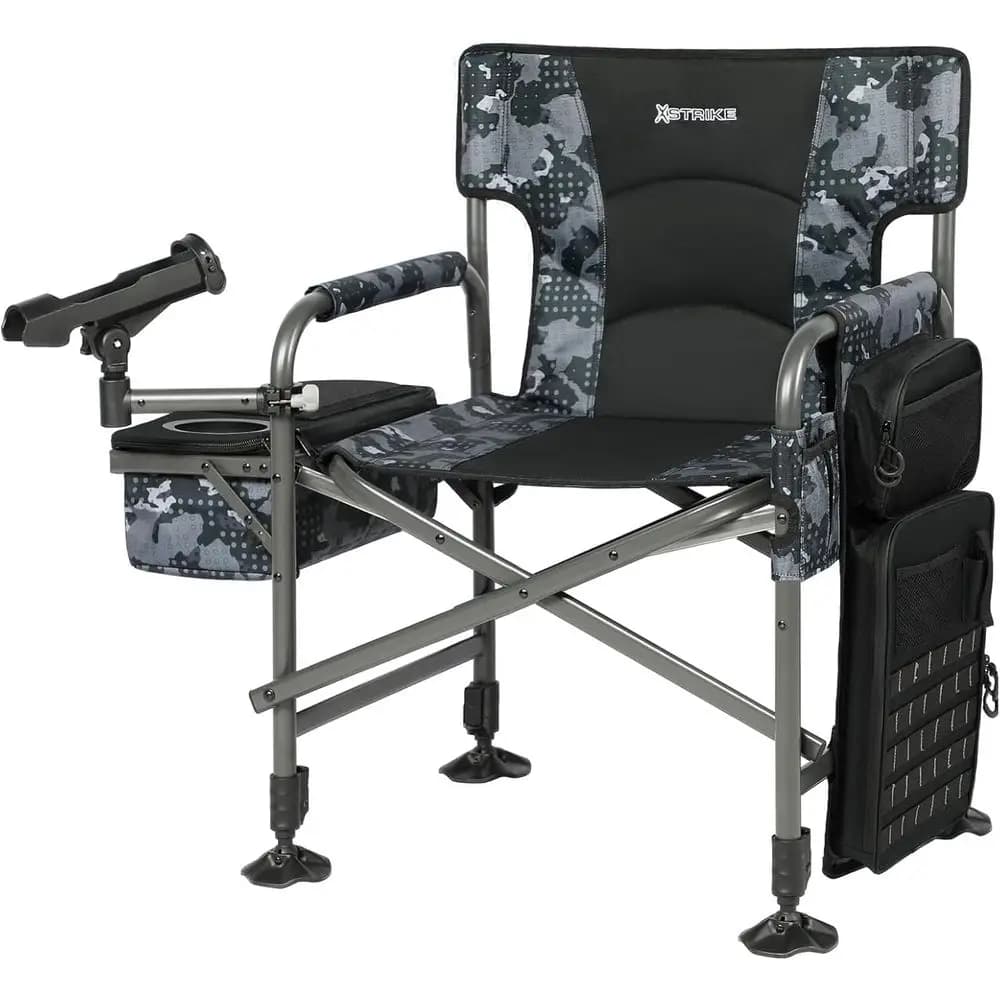 Foldable Fishing Chairs with Candle Holder, Portable Refrigerator and Storage Room, Ideal for Camping, Prato, Patio and Garden