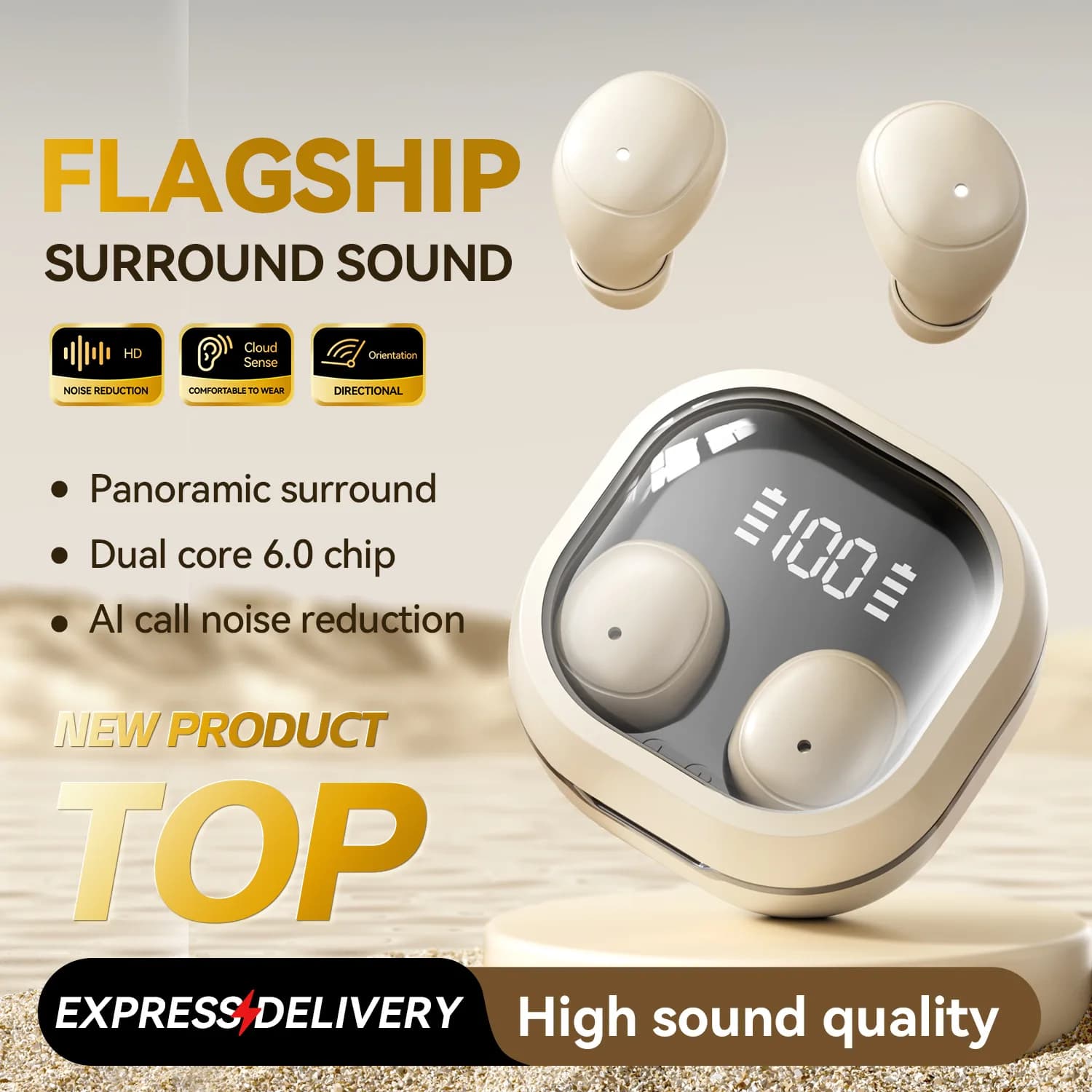 Auricolari Bluetooth Wireless, Comfort In-Ear per il Sonno, Lunga Durata della Batteria, Cuffie con Cancellazione del Rumore