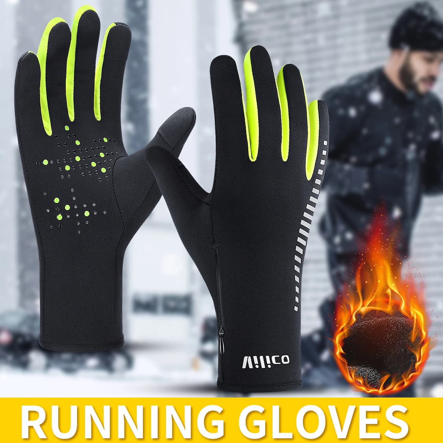 Men's and women's touch screen with cold-proof hot delivery for outdoor winter cycling with riding gloves and fleece racing