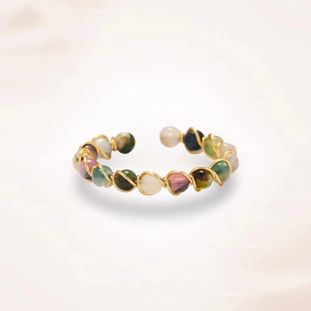 3 pieces elegant ring with round beads adjustable light jewelry from luxury finger ring with colorful beads opening ring with stone beads girl