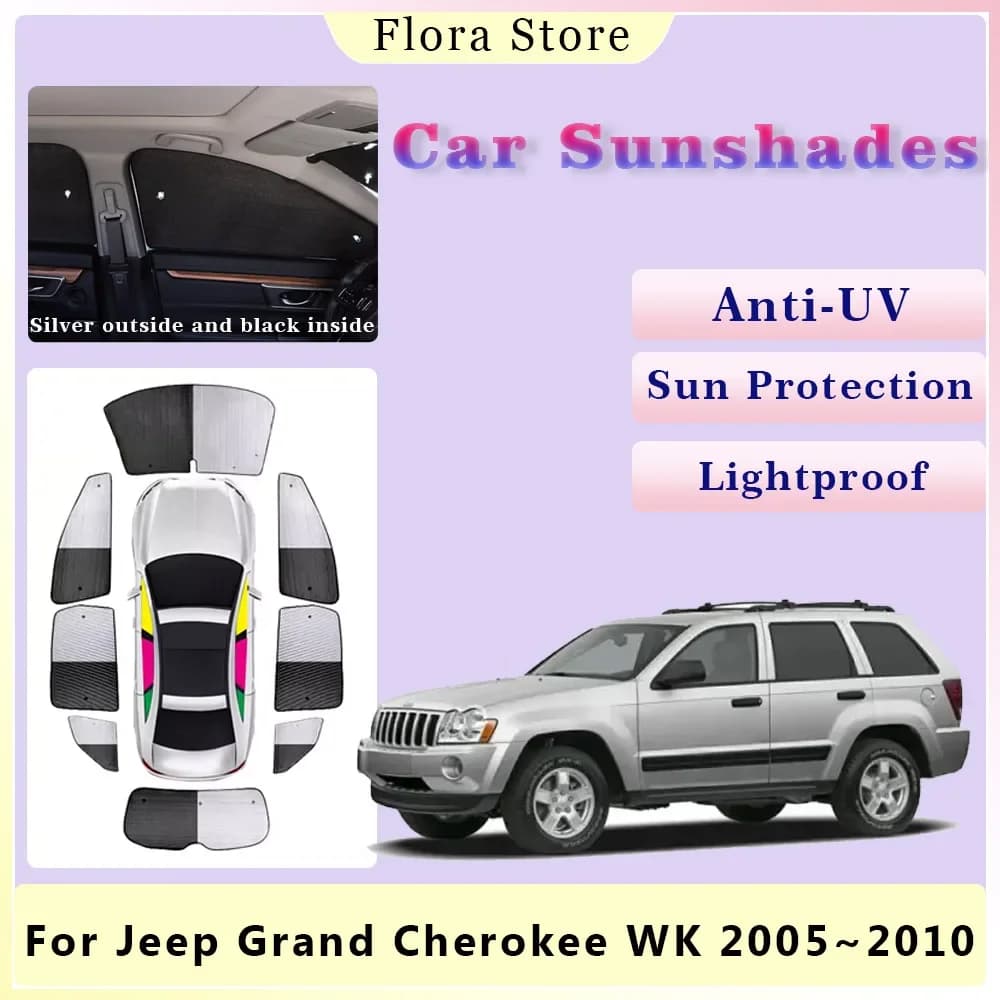 Copertura completa per Jeep Grand Cherokee WK 2005 ~ 2010 parasole per auto parabrezza laterale posteriore parasole accessori per tende anti-uv