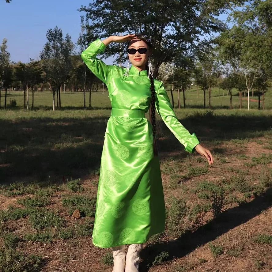 China Inner Mongolia Classic Robe Lady Ethnic Style Clothing Stage Folk Dance Gown Women Mongolian Dance Performance Costume