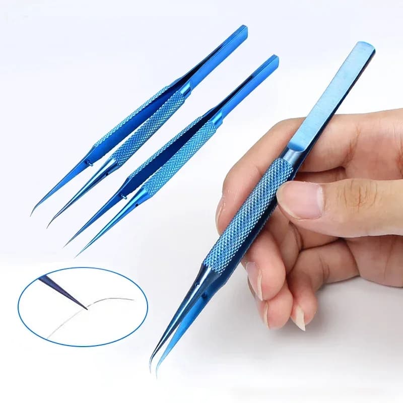 6 Pcs Ophthalmic Microscope Tweezers Titanium Alloy Tweezers Repair Tool 0.15Mm Edge Precision Tweezers Tools