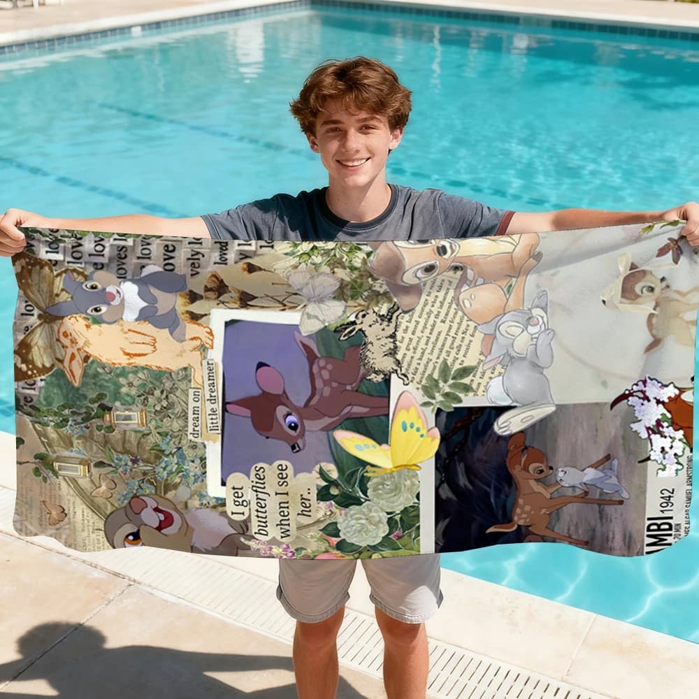 Asciugamano da Spiaggia Kawaii B-Bambi a Forma di Cervo, per Corpo, Sauna, Viaggio, Spa, Accessori Bagno, Asciugamano Sportivo Multiuso