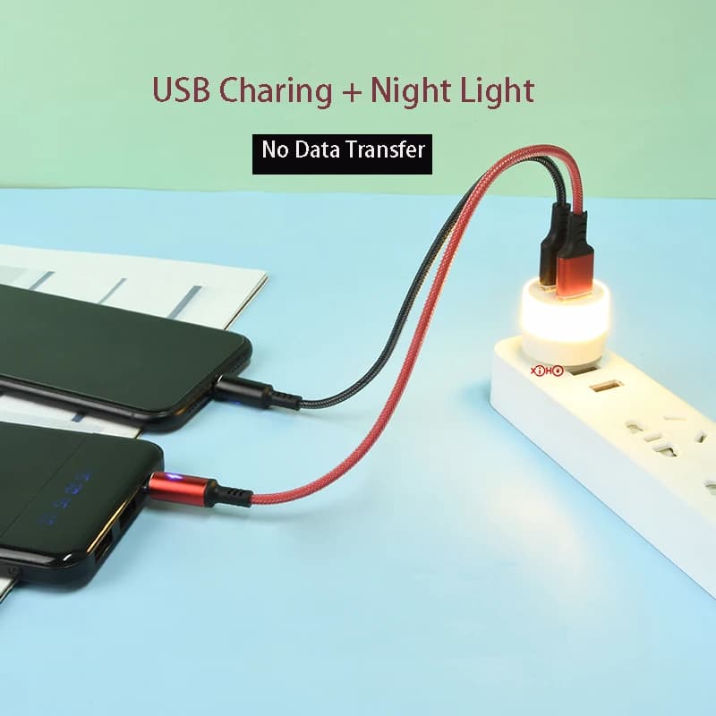 Lampada Caricatore USB Luce Bianca Calda, Hub USB a 2 Porte, Adattatore di Ricarica, Alimentatore, Dock, Mini Illuminazione LED, Luce Notturna da Parete per Camera da Letto