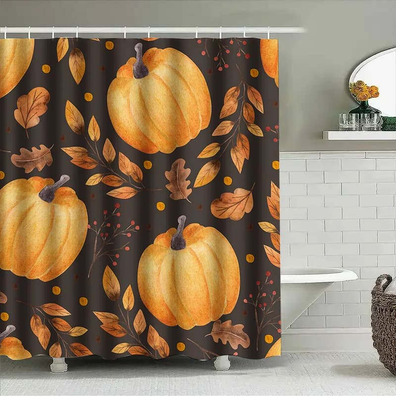 Tuniu Acquerello Foglie di zucca Tenda da doccia autunnale Decorazioni per il bagno Tessuto decorativo 140x180 cm