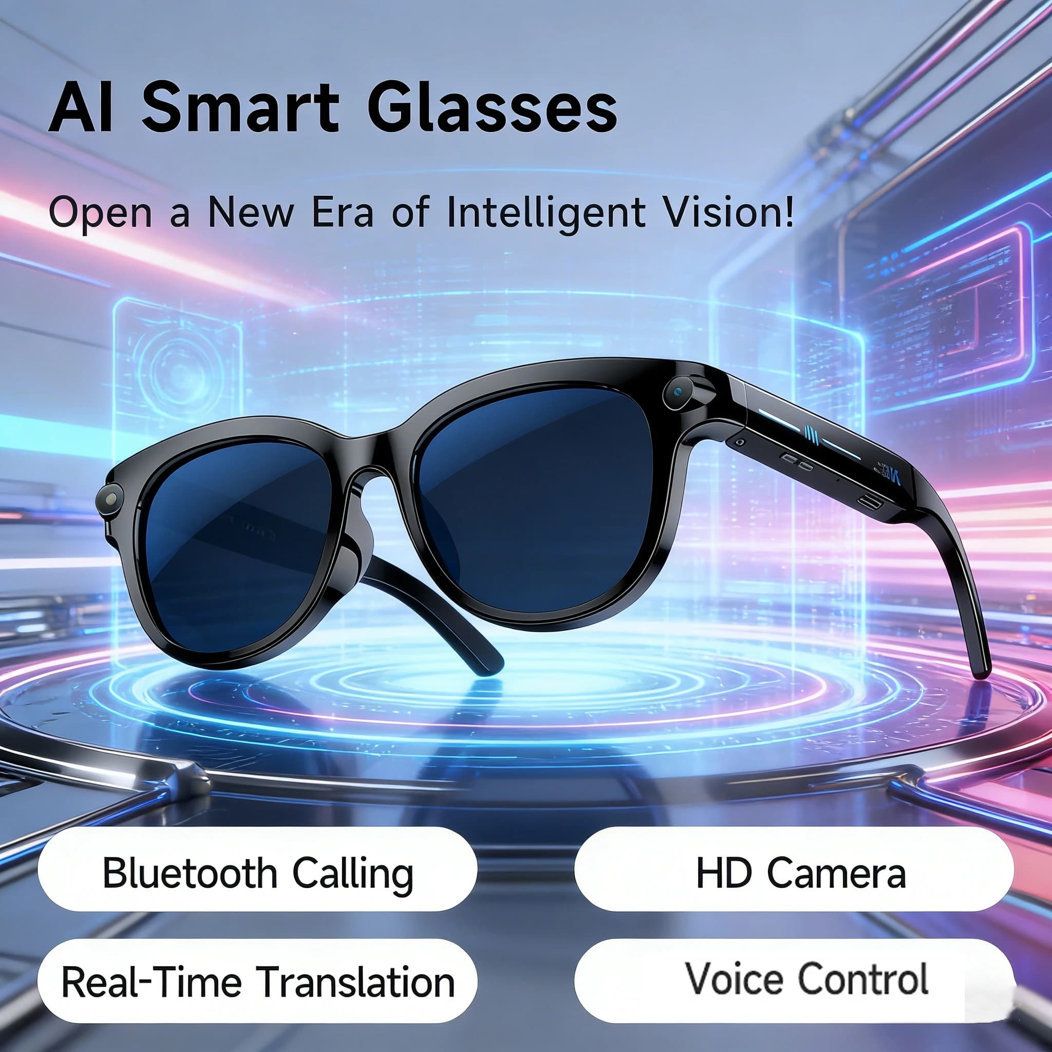Smart Glasses AI 2026: AI Translation, Bluetooth Calls, Music Reader, Camera Control, Video Recording - Man Woman