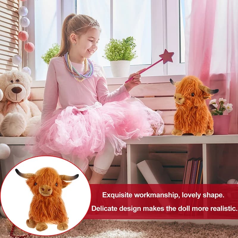 1Pc Simulation Highland Cow Animal Plush Doll Soft Stuffed Highland Cow Plush Toy Plushie Gift For Kids Boys Girls