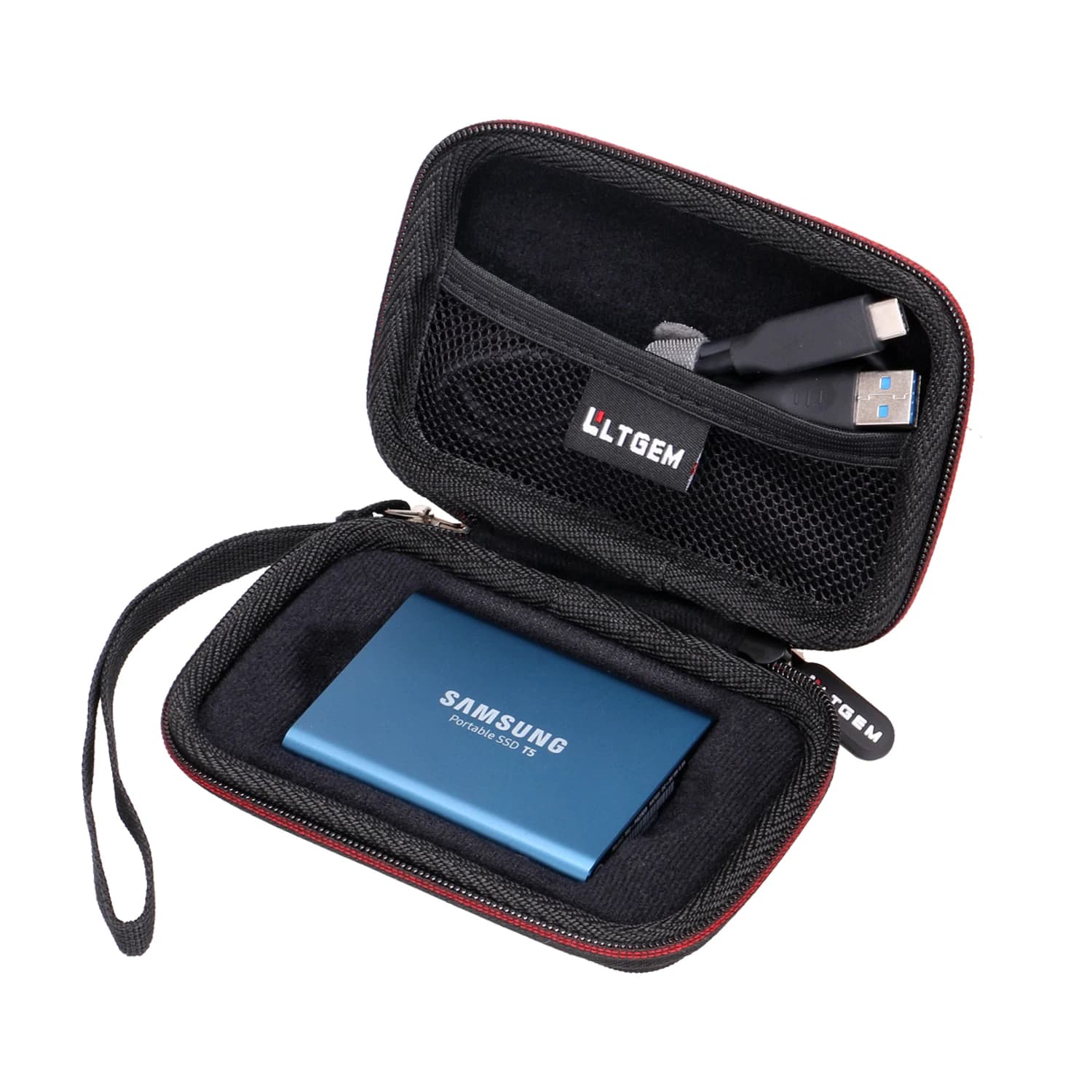 Custodia rigida in EVA per Samsung T5/T3/T1 Portatile 250/500 GB 1/2 TB SSD USB 3.1 Dischi rigidi esterni Borsa protettiva per il trasporto (solo custodia)