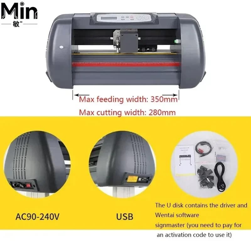SK-375 280mm Width Small Vinyl Cutting Plotter USB Connection AC90-240V High Precision Sticker Craft Cutter