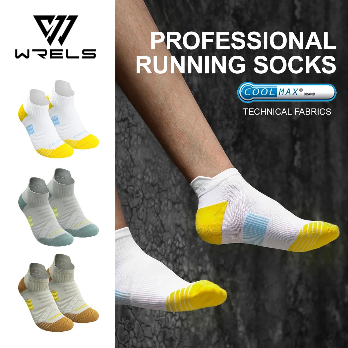 WRELS COOLMAX Calzini traspiranti per escursionismo e trekking, da uomo e da donna, comodi, elastici, antiurto, traspiranti, per basket e corsa