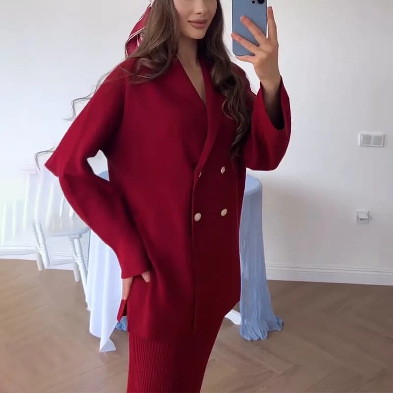 Elegant Pure Color Button Cardigan Set Dress 2024 Women's Fashion Cross-Border Commute Style Casual Sportswear Suit