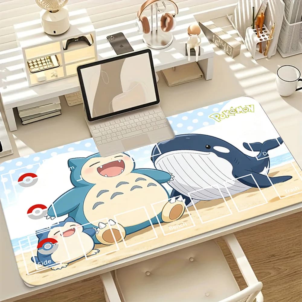 Tappetino da gioco Snorlax Wailord Pokemon TCG, tappetino da scrivania grande antiscivolo per mouse da gaming