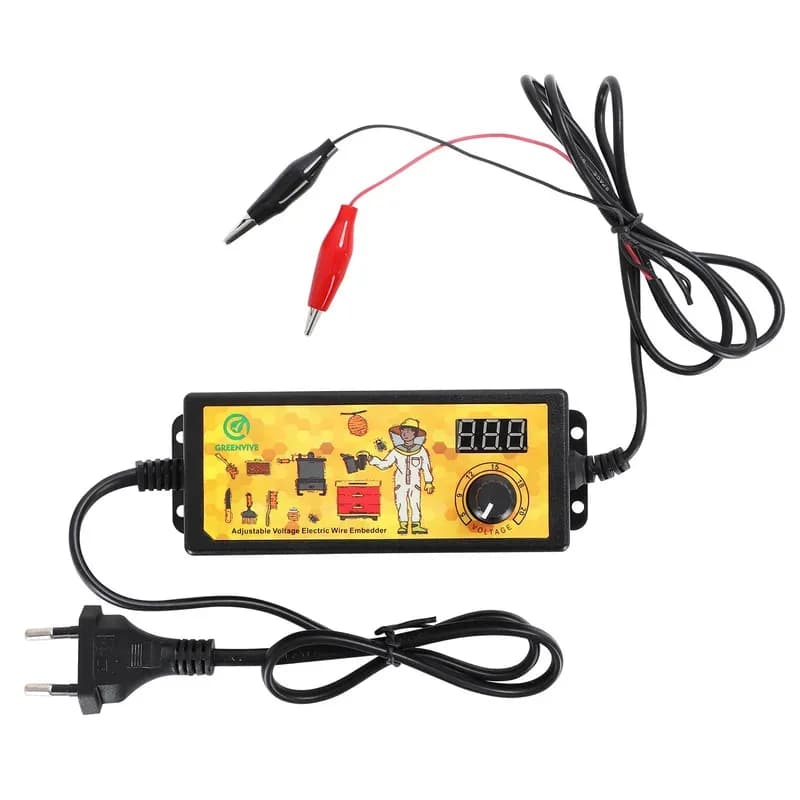 CE certification, beekeeping, adjustable voltage electric cable incorporation device, bee wax nest foundation