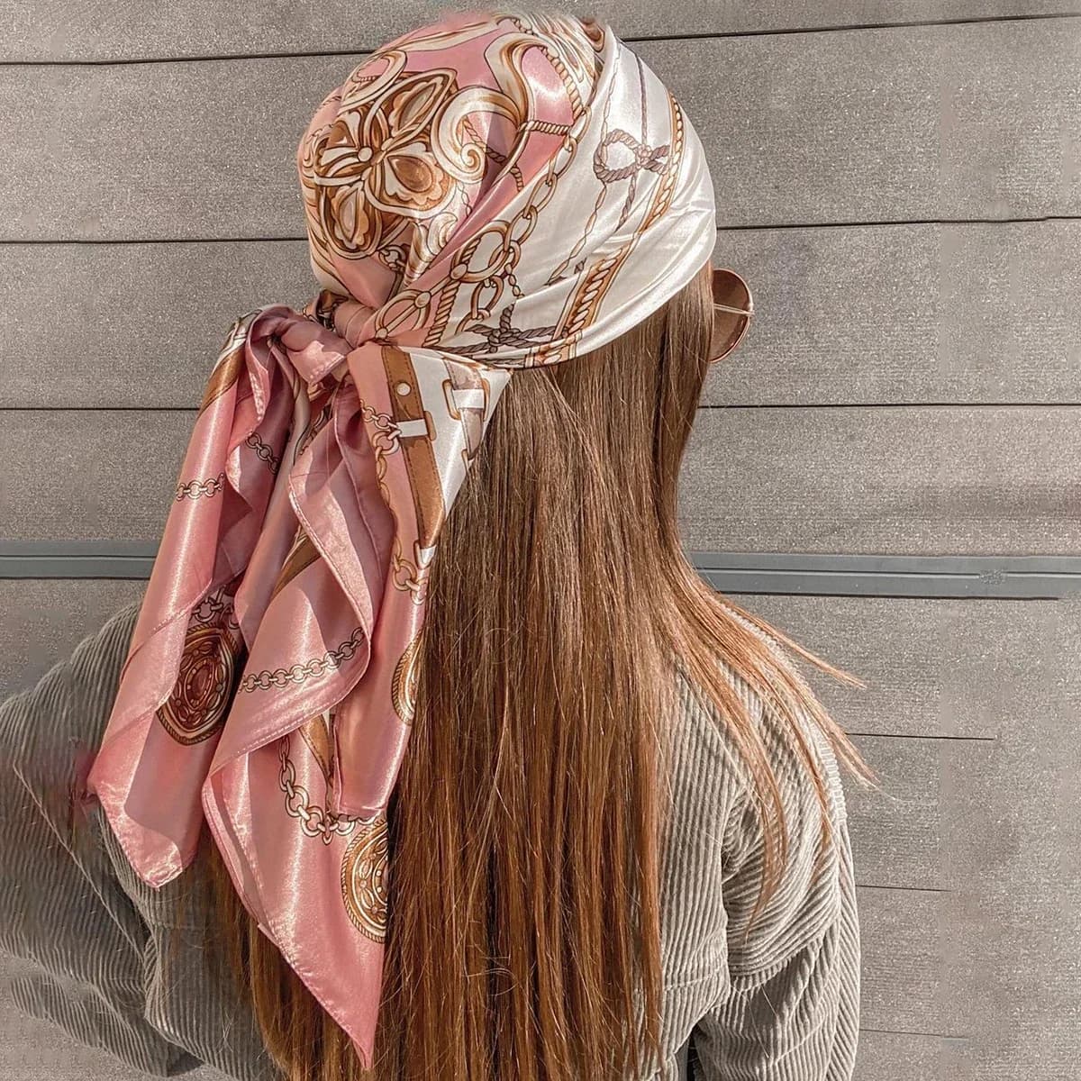 Foulard in Seta 90*90cm, Sciarpa per Capelli Quattro Stagioni, Hijab, Bandana di Lusso per Donna