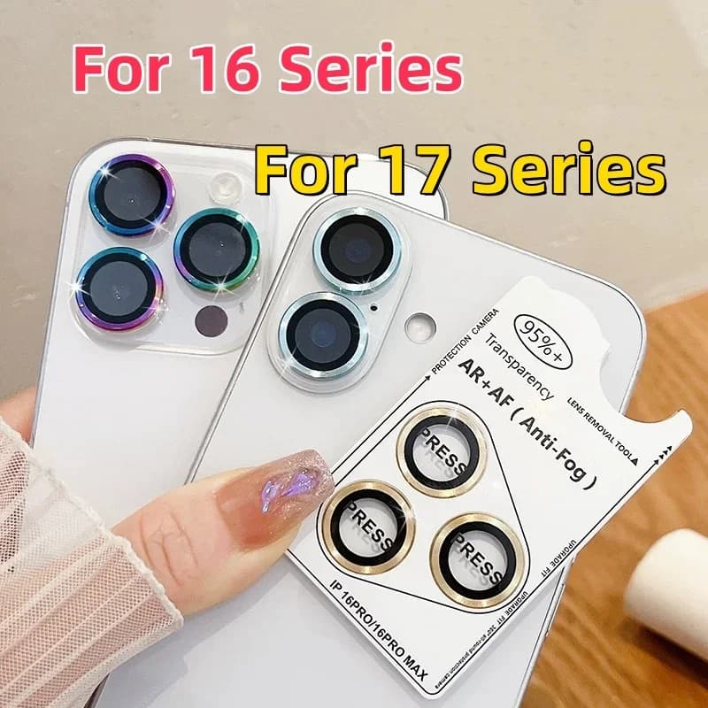 1-3Pcs Metal Ling Lens Glass For IPhone 14 15 16 17 Pro Max Alloy Camera Protector Back Lens Film Cap Cover With Positioner